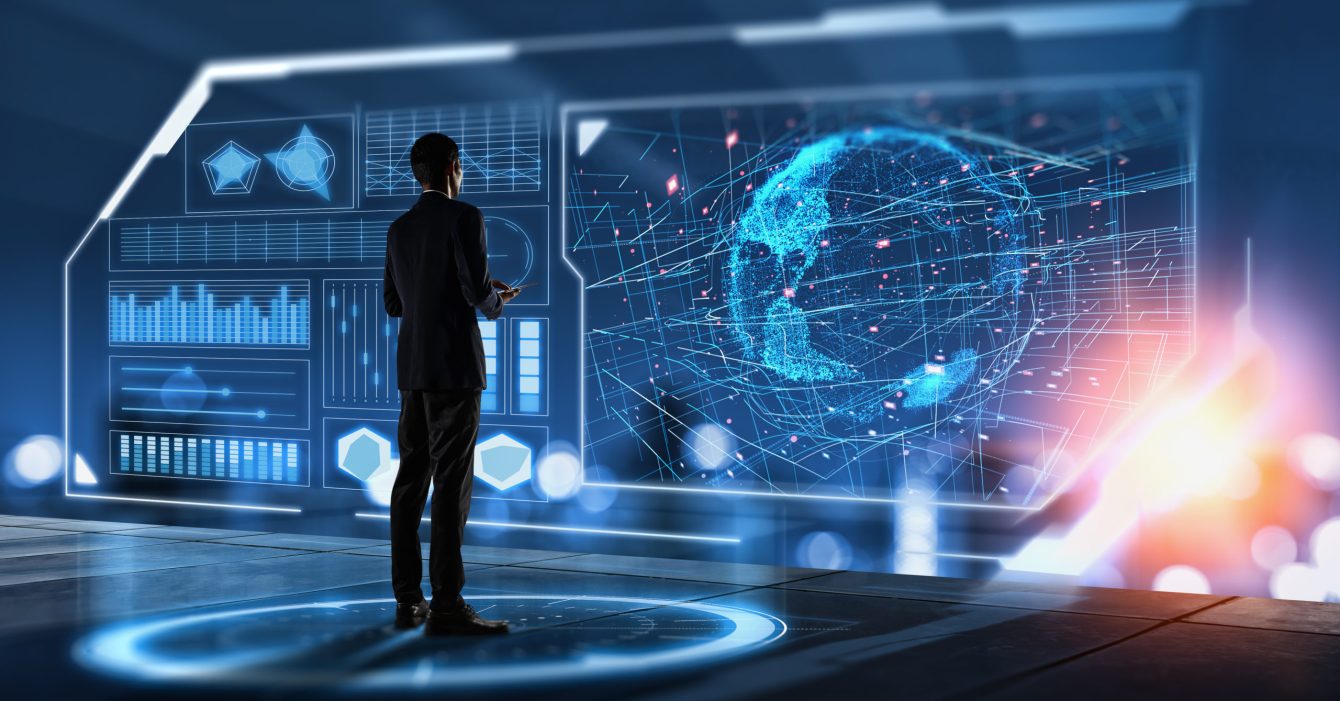 Businessman searching for big data.Digital transformation concept.Innovative and High technology Of Business.